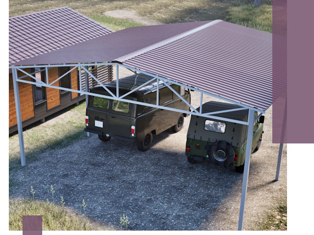 Двускатные навесы под ключ в Екатеринбурге — изготовление и монтаж