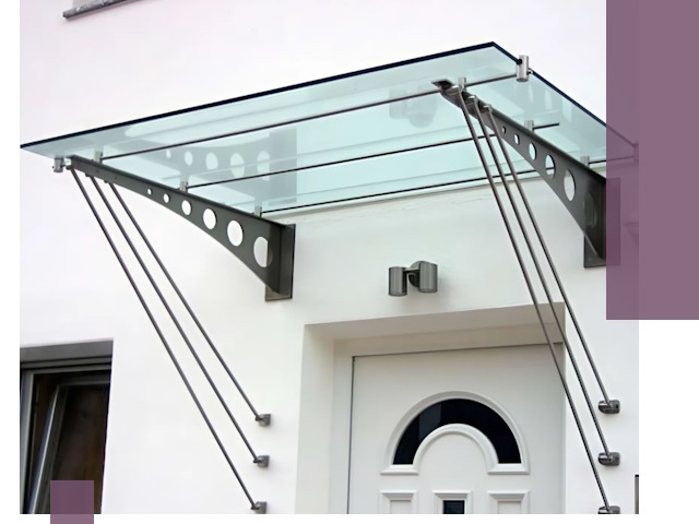 Козырьки над входом под ключ в Екатеринбурге — изготовление и монтаж