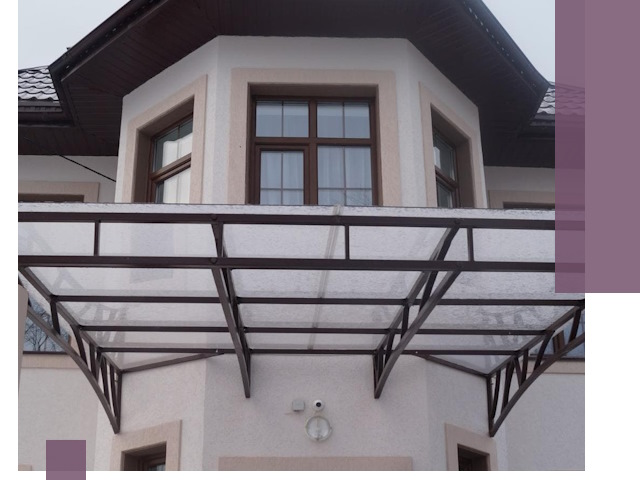 Козырьки из поликарбоната под ключ в Екатеринбурге